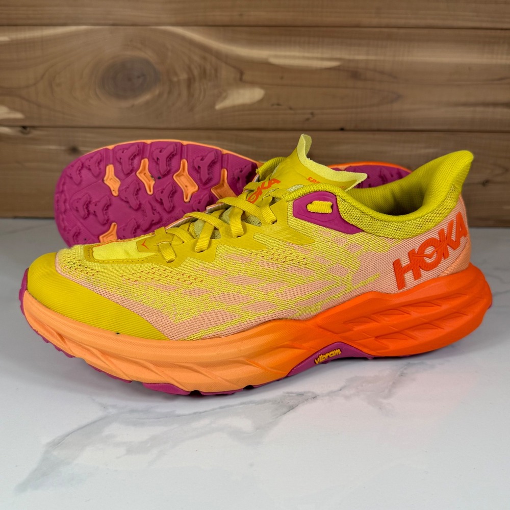 Hoka Speedgoat 5 Trail Running Shoes Passion Fruit Mock Orange Womens 8.5B